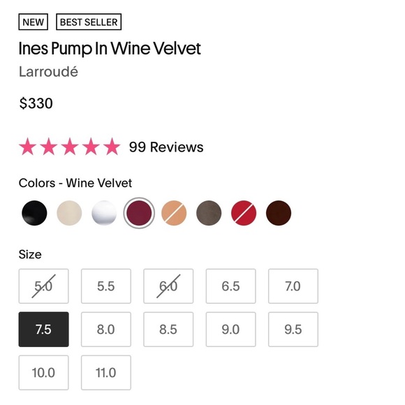 Larroude Ines Pump in Wine Velvet - Picture 15 of 15